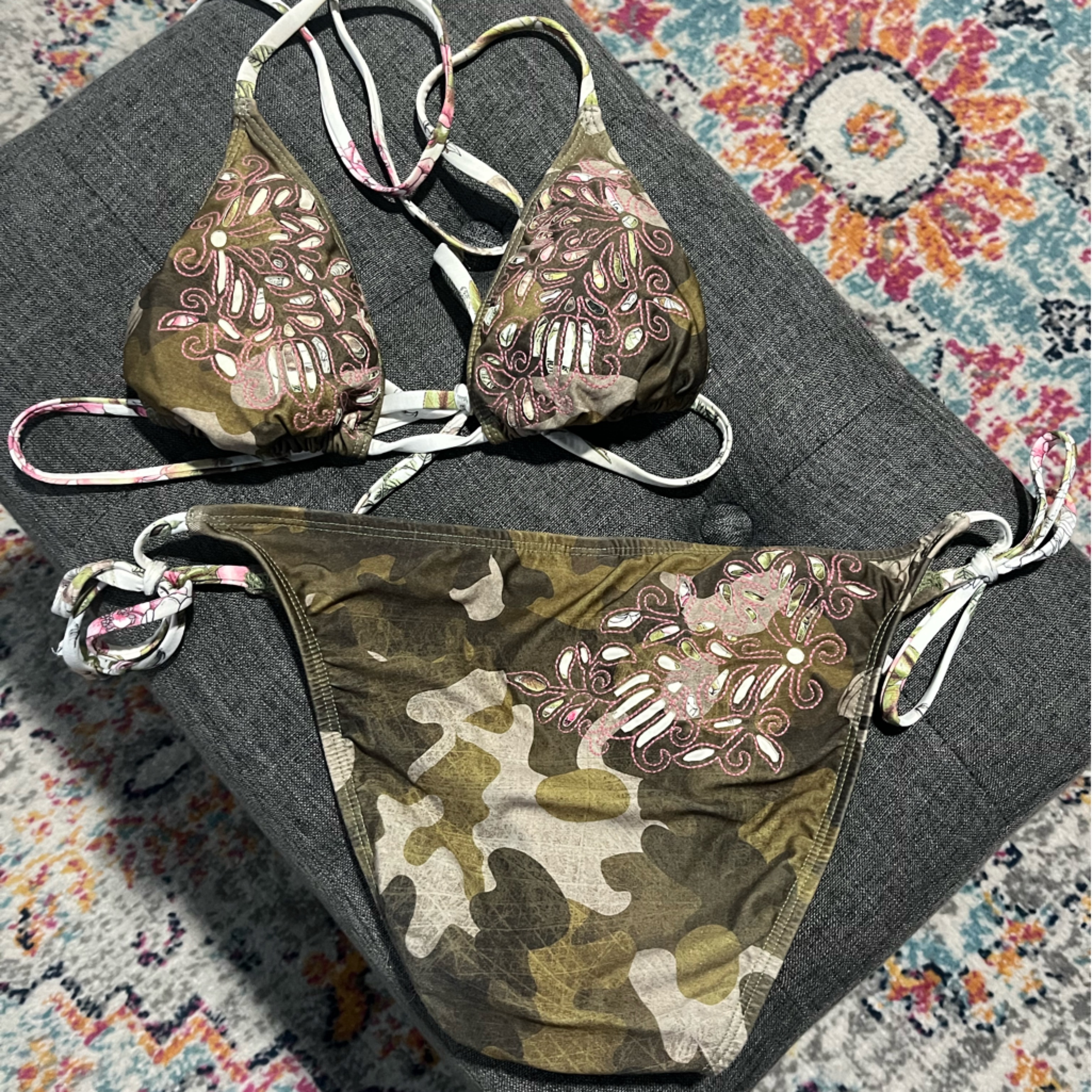 Lucky Brand Camouflage & Flower Bathing Suit ~ Size Small